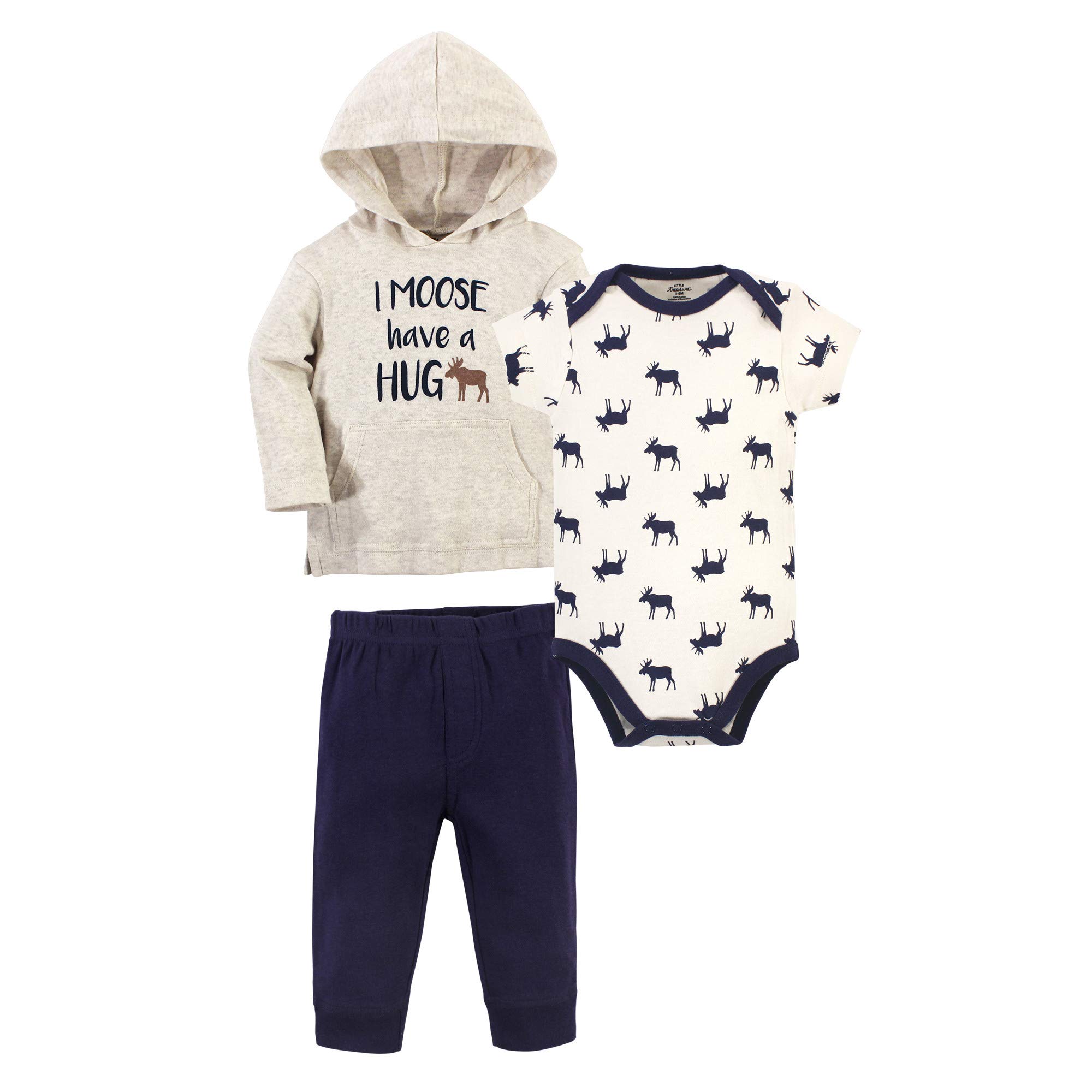 Little Treasure Baby Hoodie, Bodysuit Or Tee Top, and Pant Set